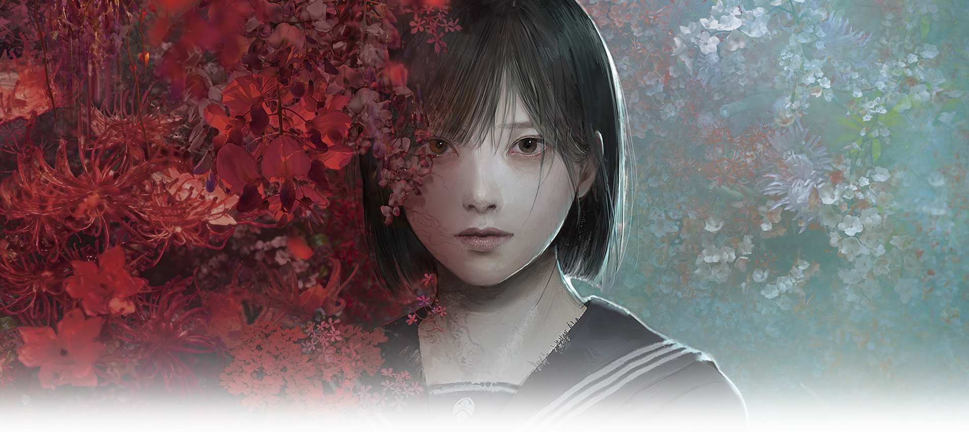 SILENT HILL f - Hinako standing in foggy Ebisugaoka town