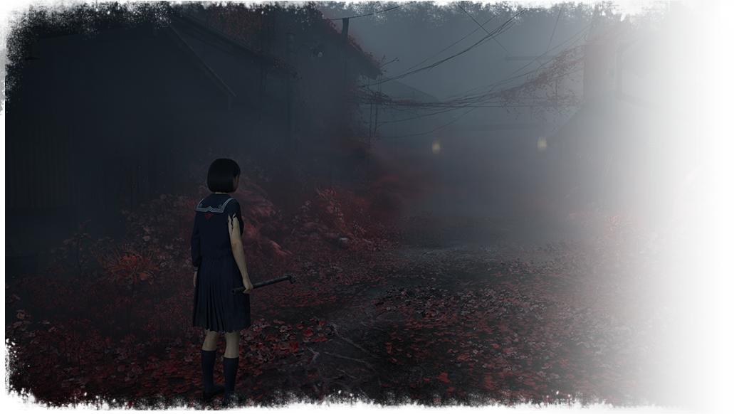 SILENT HILL f story scene - mysterious atmosphere in 1960s Japan